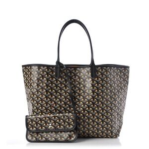 Goyard Black and Brown Goyardine Tote with Removable Pouch